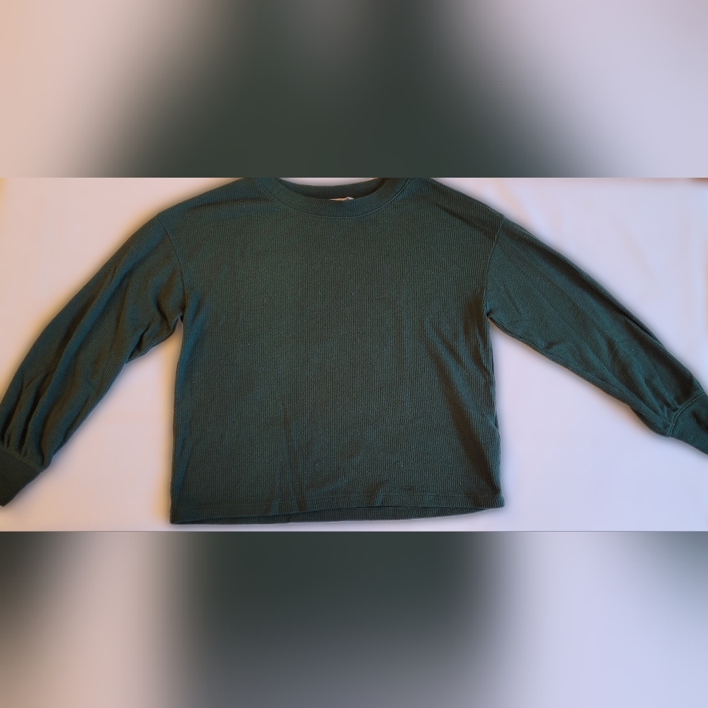 Madewell Sleepware Green Waffle-Knit Sweater | Size XS